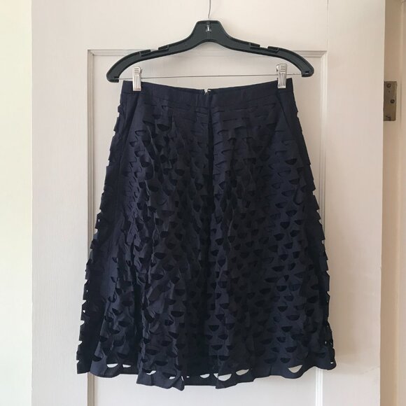 J.Crew | Navy Laser Cut Circle Midi Skirt - Picture 2 of 8